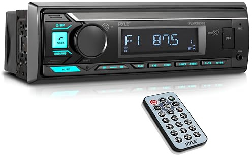 Pyle Bluetooth Marine Stereo Receiver | AM/FM Radio System | Wireless Music Streaming with Hands-Free Talking | USB/SD/MP3/AUX | Remote Control | Single DIN (PLMRB29B)