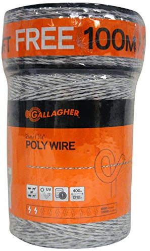Gallagher Electric Fence Wire — 1,640ft (500m) Polywire for Livestock, Horses & Cattle | 6 Stainless Steel Strands | Poly Wire UV & Rust Resistant | 1/16 Diameter