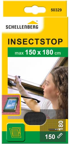 Schellenberg 50329 Zanzariera finestra per lucernario per tetto, zanzariere 150 x 180 cm con zip, montaggio senza foratura, incl. nastro di fissaggio