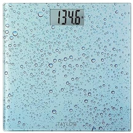 Taylor Digital Scales for Body Weight, Highly Accurate 400 LB Capacity, Auto On and Off Scale, 11.8 x 11.8 Inches, Water Drop Blue