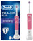 Oral-B Vitality Plus Electric Toothbrush, 1 Handle, 2 3D White Toothbrush Heads, 1 Mode with 2D Cleaning, 2 Pin UK Plug, Pink & Blue