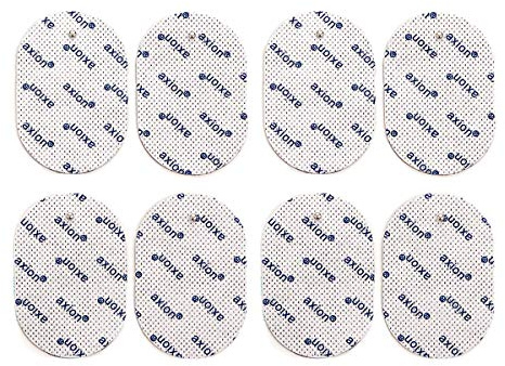 8er Set ovale Elektroden-Pads 70x50 mm - Medizinprodukt von axion® | 3,2mm Druckknopf. Für bsp. Panasonic EW6011, EW6021, EW433. TENS & EMS Gerät. Wiederverwendbar. Top Haft- Leitfähigkeit