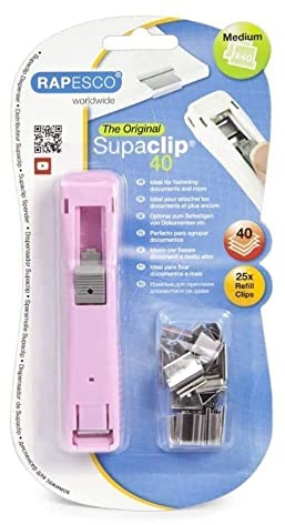 Rapesco 1365 Supaclip 40 Rosa Spender und 25 Stück Edelstahlklammern