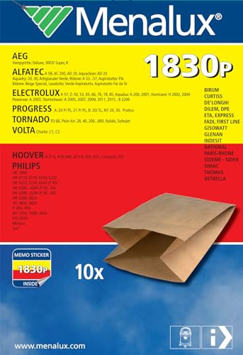 Menalux 900196230 Sacchetti per aspirapolvere, Carta, Vedi Descrizione