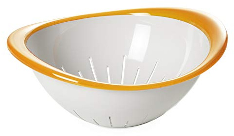 Omada Design Passoire et egouttoir à légumes, 20 cm de diamètre, coloré, ergonomique et par le design innovant, intérieur blanc et bord extérieur coloré, Ligne Trendy, Jaune