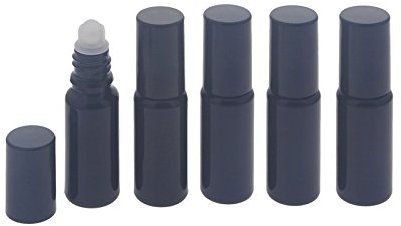 Violettglas Deostick 10ml, leere Flasche Violettes-Glas mit Deo-Roller Kappe Roll-on, Lichtschutz, Ø 24 mm, Kosmetex, 5 x 10ml