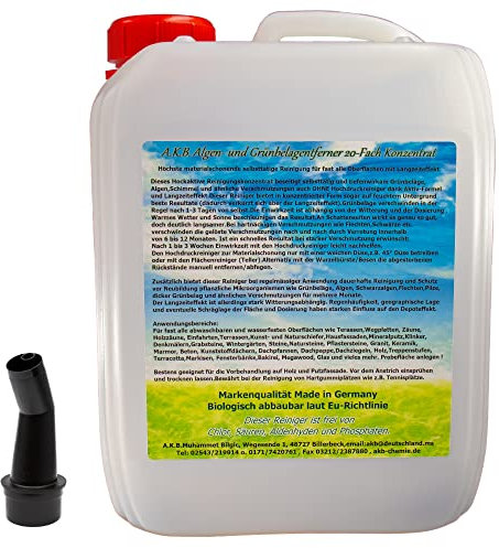 A.K.B. Algen-und Grünbelagentferner 20-Fach Konzentrat bis 1500m², 1415 (5 L),Dachreiniger