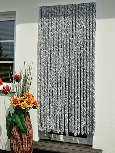 Flauschiger Chenille Türvorhang 100x230cm weiß/Silber