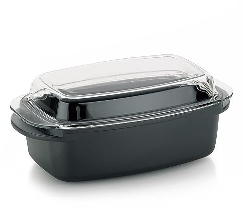 kela Teglia con coperchio 4,5 litri, teglia rettangolare adatta all'induzione KERROS, rivestita in alluminio pressofuso, pentola adatta al forno