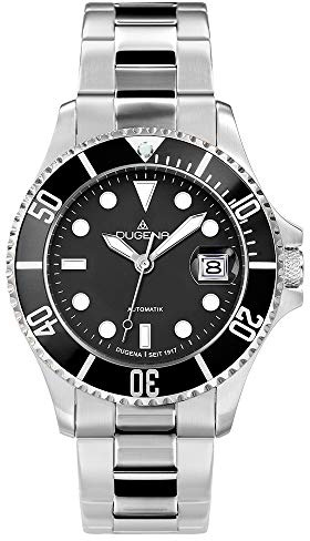 Dugena Herren Quarz-Armbanduhr, Schraubkrone, Gehärtetes Mineralglas, Diver, Silber/Schwarz, 4460512