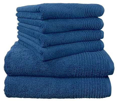 Dyckhoff Handtuchset Brillant, 2 Badetücher / Duschtücher 70 x 140 cm und 4 Handtücher 50 x 100 cm, 6-teilig, blau | 2 Badetücher 70x140cm, 4 Handtücher 50x100cm, perfekt für zuhause oder unterwegs, idealer Komfort für jeden Tag