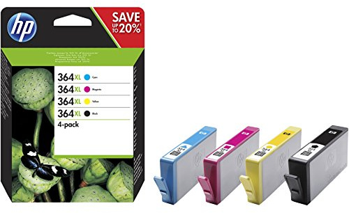HP 364XL (N9J74AE) Multipack Original Druckerpatronen 1xSchwarz, 1xBlau, 1xRot, 1xGelb für HP DeskJet 3070A, 35xx, HP OfficeJet 4620, 4622, HP Photosmart
