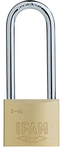 Ifam E Series Extra Long Shackle 40mm Brass Padlock - Keyed to differ