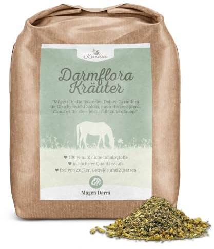 Krauterie Darmflora Kräuter für Pferde (1000 g) | Artgerechtes Ergänzungsfutter für Pferde in Spitzenqualität - frei von Zusatzstoffen, getreidefrei, zuckerfrei, melassefrei
