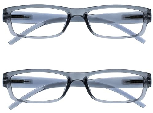 OPULIZE La Société Lunettes De Lecture Gris Léger Confortable Lecteurs Valeur Pack 2 Hommes Femmes RR32-7 +3,00
