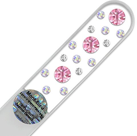 Mont Bleu Glasnagelfeile von Hand dekoriert mit Swarovski Elements, geliefert in einer Hülle aus schwarzem Samt - Echtem gehärteten Glas aus Tschechien