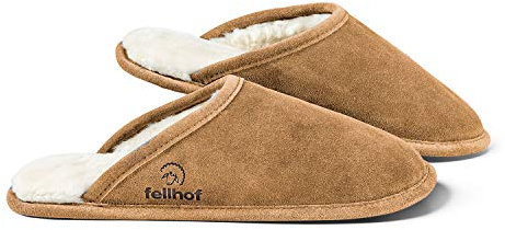 Fellhof Lammfell Hausschuh TRENDY Damen Herren Fell Pantoffeln für Winter & Sommer Hausschuhe aus ECHTEM Lammfell Naturprodukt atmungsaktiv (40/41 Natur)