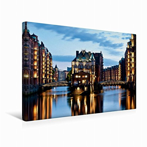 Premium Textil-Leinwand 45 x 30 cm Quer-Format Speicherstadt Hamburg | Wandbild, HD-Bild auf Keilrahmen, Fertigbild auf hochwertigem Vlies, Leinwanddruck von Hans-Joachim Loh