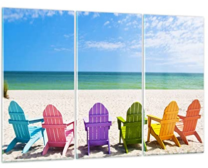 ARTTOR Impression sur Verre Moderne 165x110cm Paysages Maritime - 3160 | Bronzage Bord Floride Moderne Tableau Décoratif Grand Décoration Murale Art Mural Verre Trempé Salon Design Moderne ARTTOR