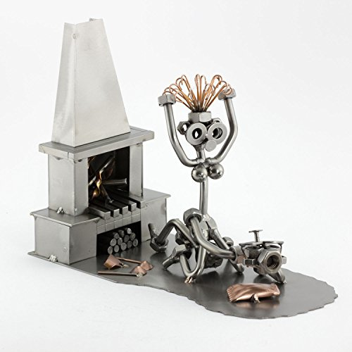 Steelman24 I Omini di Viti Amore Davanti al Caminetto I Idee Regalo Originale I Soprammobili in Metallo I Modellino
