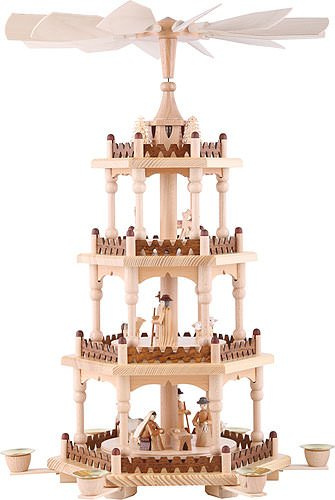 Weihnachtspyramide 4-stöckige Pyramide - Krippenszene - 51cm - Original Erzgebirge - Theo Lorenz