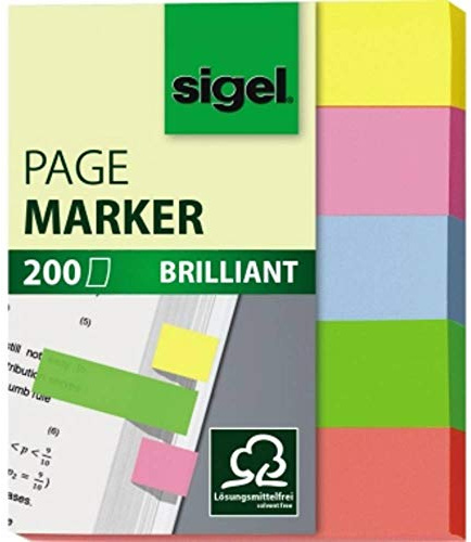 SIGEL Mini Haftmarker Papier 200 Streifen 5 Farben | HN625, Format 12 x 50 mm zum Kennzeichnen von Seiten
