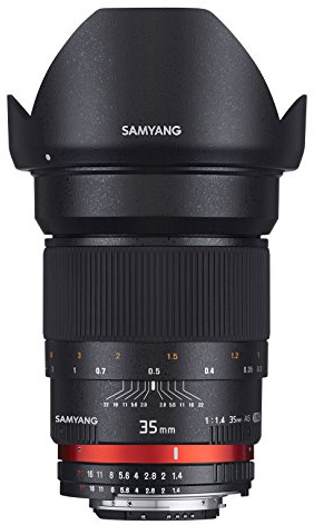 Samyang F1111007101 - Objetivo fotográfico DSLR para Olympus 4/3 (Distancia Focal Fija 35mm, Apertura f/1.4-22 AS UMC, diámetro Filtro: 77mm), Negro