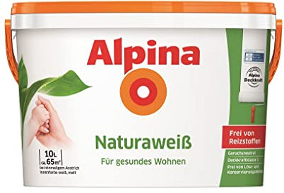 Alpina NaturaWeiss, Wandfarbe weiß matt 10 L., für Allergiker geeignet