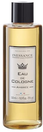 Inessance Paris - Eau de Cologne Naturelle pour Femmes et Hommes Ambrée Inessance Paris - Fragrance Sobre et Facile à Porter - Fabriqué en France - 500ml