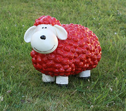 Fachhandel Plus Schaf Dekofigur Garten – wetterfeste Gartendeko aus Polyresin – handbemalte Schaf Figur lustige Gartenfigur für Terrasse, Balkon & Außenbereich