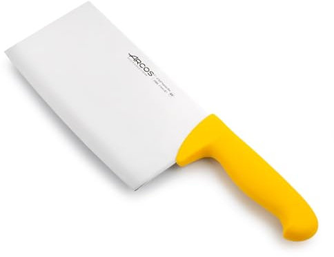 Arcos Cuchillo Carnicero Nitrum Acero Inoxidable y Hoja 215 mm. Cuchillo Carnicero Profesional. Mango Ergonómico Polipropileno. Serie 2900. Color Amarillo.