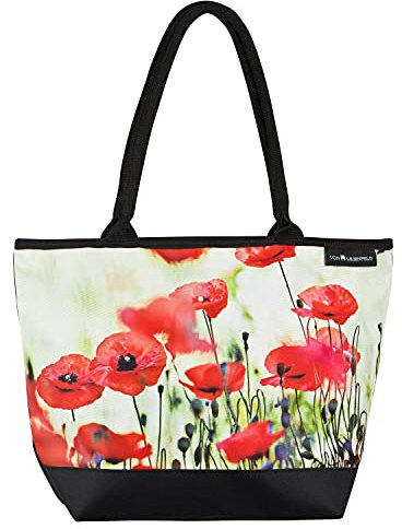 VON LILIENFELD Handtasche Damen Motiv Mohnblumen Shopper Maße L42 x H30 x T15 cm Strandtasche Henkeltasche Büro
