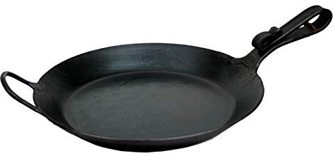 Alpenline Eisenpfanne handgeschmiedet, schmiedeeiserne Pfanne mit Schnabelstiel & Gegengriff Ø 28 cm