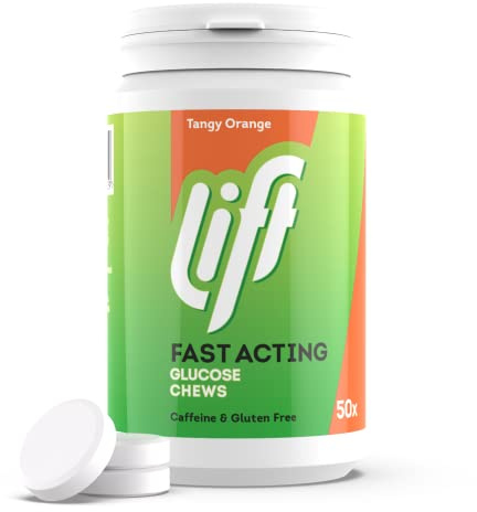 Lift Fast-Acting Glucose Chewable Energy Tablets, Orange, 6 Pack of 50-Tablet Tubs