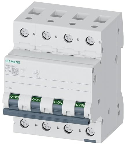 Siemens 5SL6 Miniaturüberlastschalter Typ C, Pol 3-polig 20A 400V ac, Abschaltvermögen 6 kA SENTRON 72 V dc