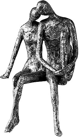 Casablanca Skulptur - Dekofigur Couple - Paar - Polyresin - Farbe: antik-Silber Höhe 25 cm