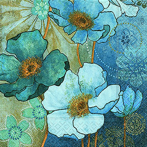20 Servietten Harmony in Blue ? Blaue Harmonie/Blumen 33x33cm