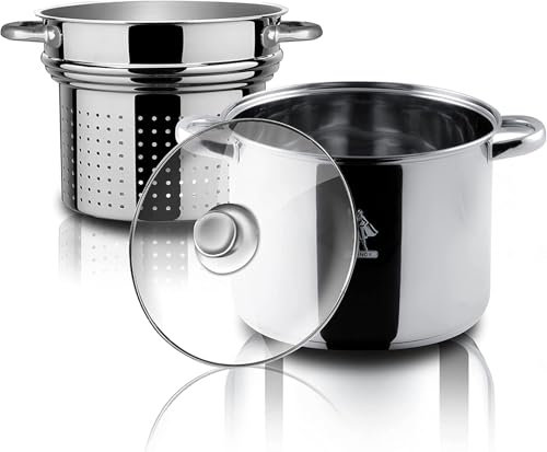 Aeternum Divina Pastarella Pentola Per Pasta, Compatibile con piastra ad induzione, Acciaio, Argento, Diametro 22 cm