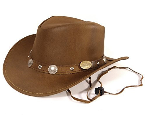 Unbekannt Echt Leder Outdoor Cowboyhut Westernhut Braun - Camel Color Split (M)