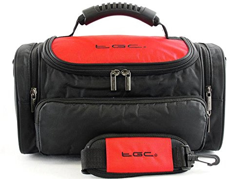 TGC ® Large Camera Case for Samsung NX3000, NX mini, with Standard Zoom Lens Attached Plus Accessories (Crimson Red & Black)