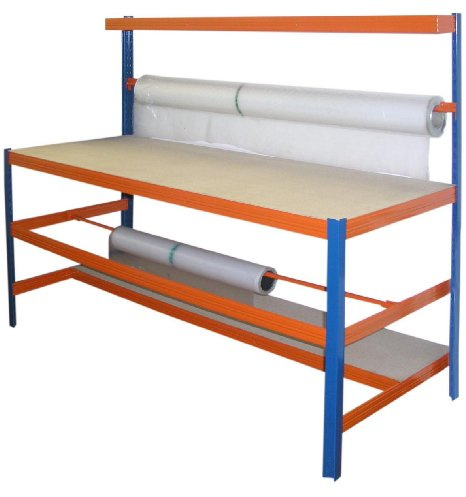 Packtisch Profi 1 HxBxT 150x180x70cm 300 KG/Holzboden SZAGATO | Verpackungstisch Verpackungstische Verpackungsstation Arbeitstisch Pakete Pakettisch