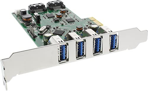 InLine 76664C Schnittstellenkarte, 4x USB 3.0 + 2x SATA 6Gb/s, PCIe, inkl. Low-Profile Slotblech
