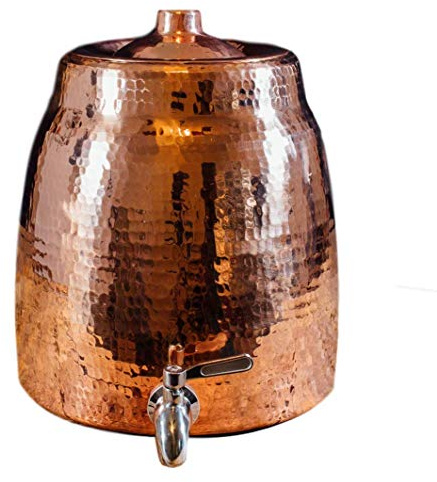 Sertodo Copper, Hand Hammered 100% Pure Copper, Niagara Water Dispenser with Lid, 2.5 Gallon Capacity