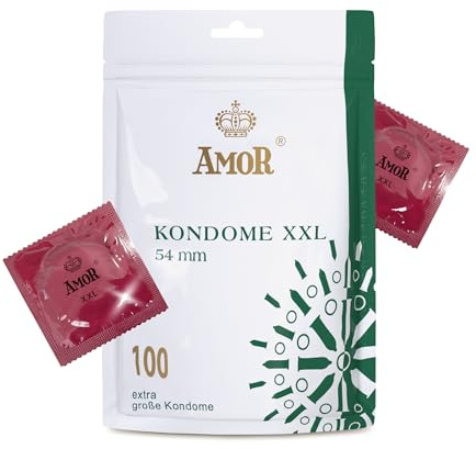 AMOR Premium Kondome, Mit extra dünner oder starker Wanddicke, Gefühlsecht, Ø 54 mm, XXL, Transparent, 100 Stück