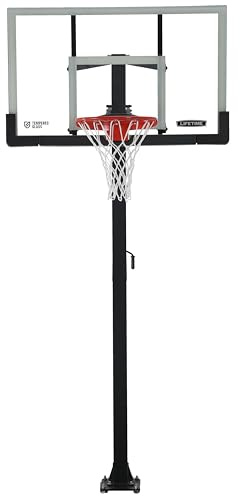 Lifetime Crank Adjust In Ground Tempered Glass Basketball Hoop, 54, Clear