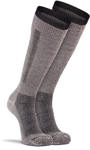 Fox River Snow Pack Over The Calf Merino Wool Socks, 2 Pack, Cushioned Skiing Socks with Breathability, Moisture Management and Shin Protection - Black - Medium