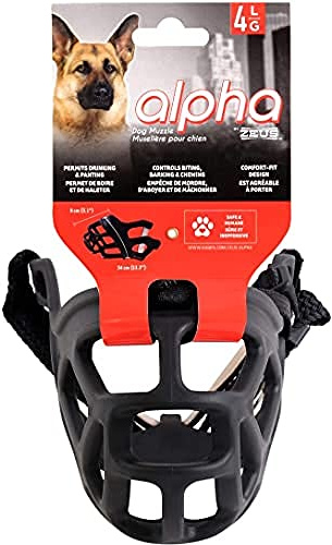 ZEUS Alpha, Museruola in TPR per cani di taglia L, design confortevole per evitare di mordere, abbaiare e masticare, colore: nero