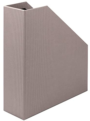 Rössler SOHO Stehsammler A4 mit Griff | Stehsammler Pappe aus stabilem Karton | Büro Organizer | Schreibtisch Organizer | Zeitschriftenhalter | 315 x 260 x 80 mm | 1 Stück | Farbe: Grau | Taupe | Schmaler Zeitschriftenhalter DIN A4 aus stabilem Karton für Dokumente und Zeitschriften