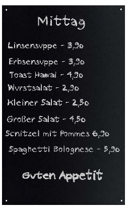 Wetterfeste Kreidetafel 50x145cm / 145x50cm