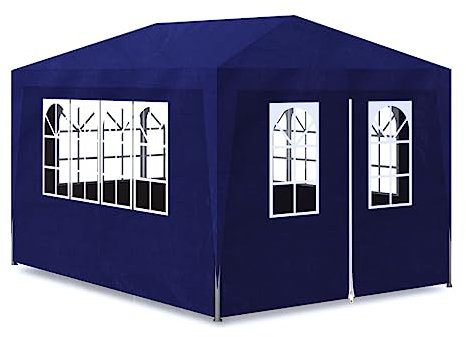 vidaXL Tienda de Fiesta de Jardín 4 Paredes Acero Polietileno Azul Carpa Patio